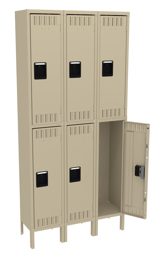 Tennsco DTK-121236-3 Double Tier Locker - Three Wide With Legs (Unassembled)