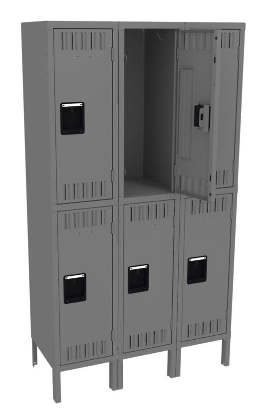 Tennsco DTS-121530-3 Double Tier Locker - Three Wide With Legs (Assembled)