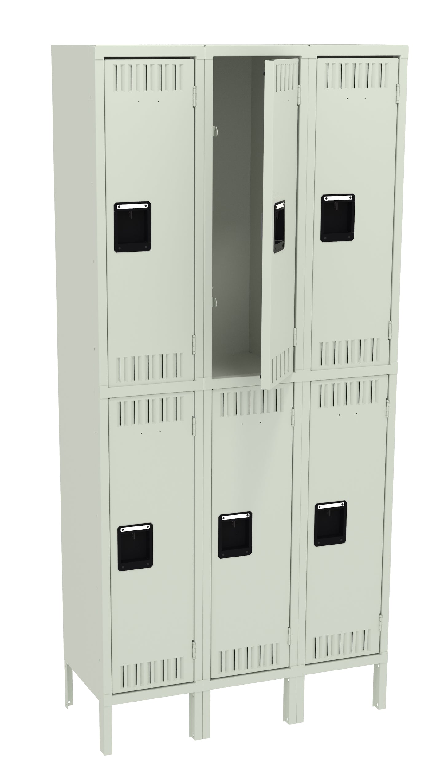 Tennsco DTK-121536-3 Double Tier Locker - Three Wide With Legs (Unassembled)