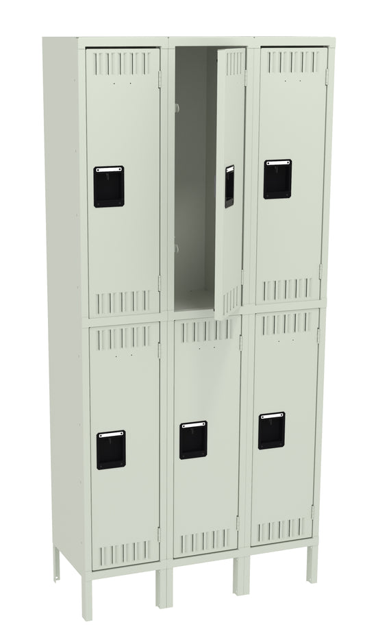 Tennsco DTK-121536-3 Double Tier Locker - Three Wide With Legs (Unassembled)