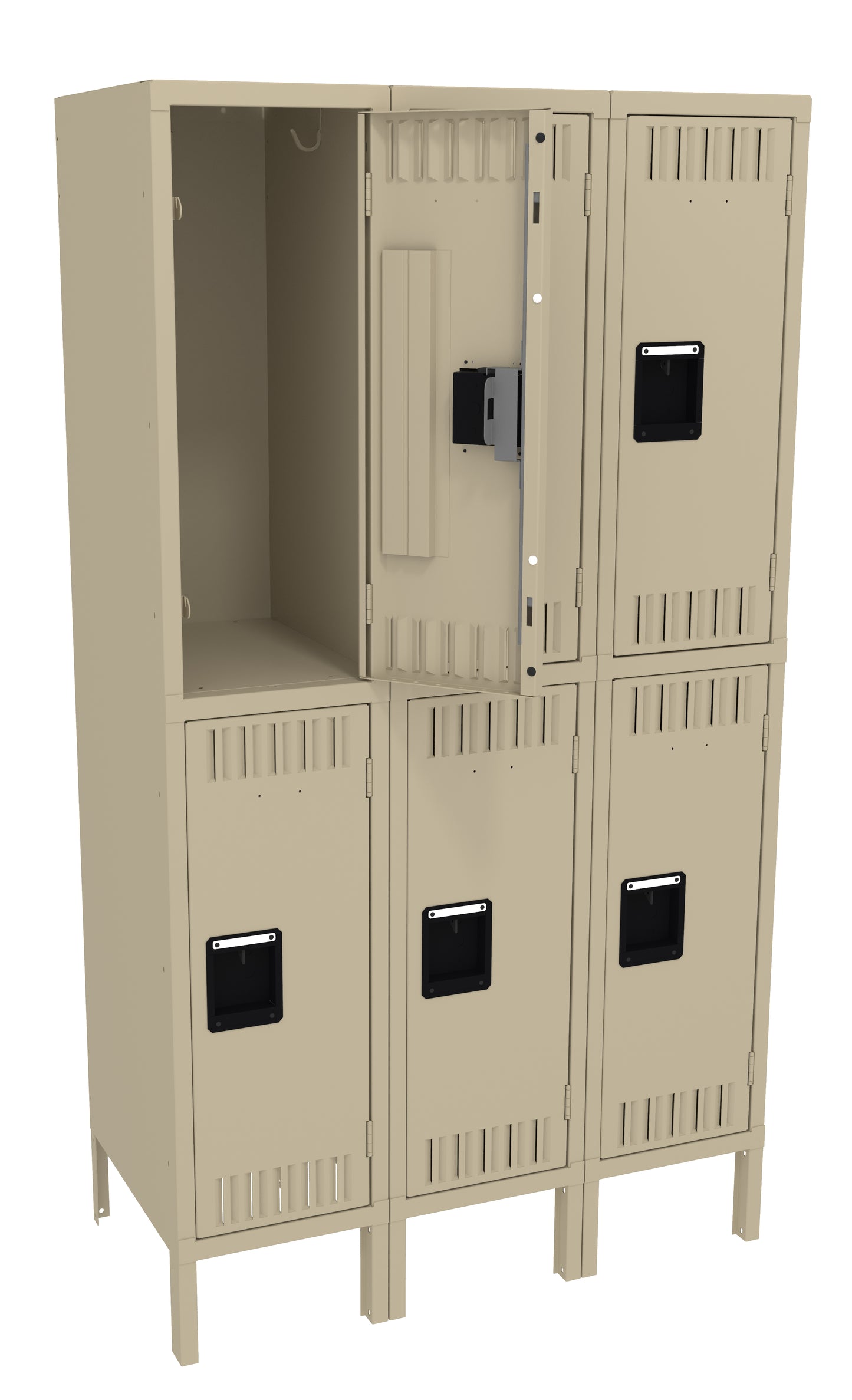 Tennsco DTK-121830-3 Double Tier Locker - Three Wide With Legs (Unassembled)