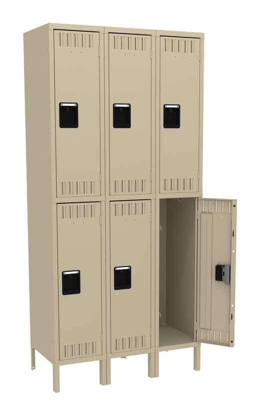 Tennsco DTS-121836-3 Double Tier Locker - Three Wide With Legs (Assembled)