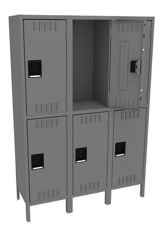 Tennsco DTS-151530-3 Double Tier Locker - Three Wide With Legs (Assembled)