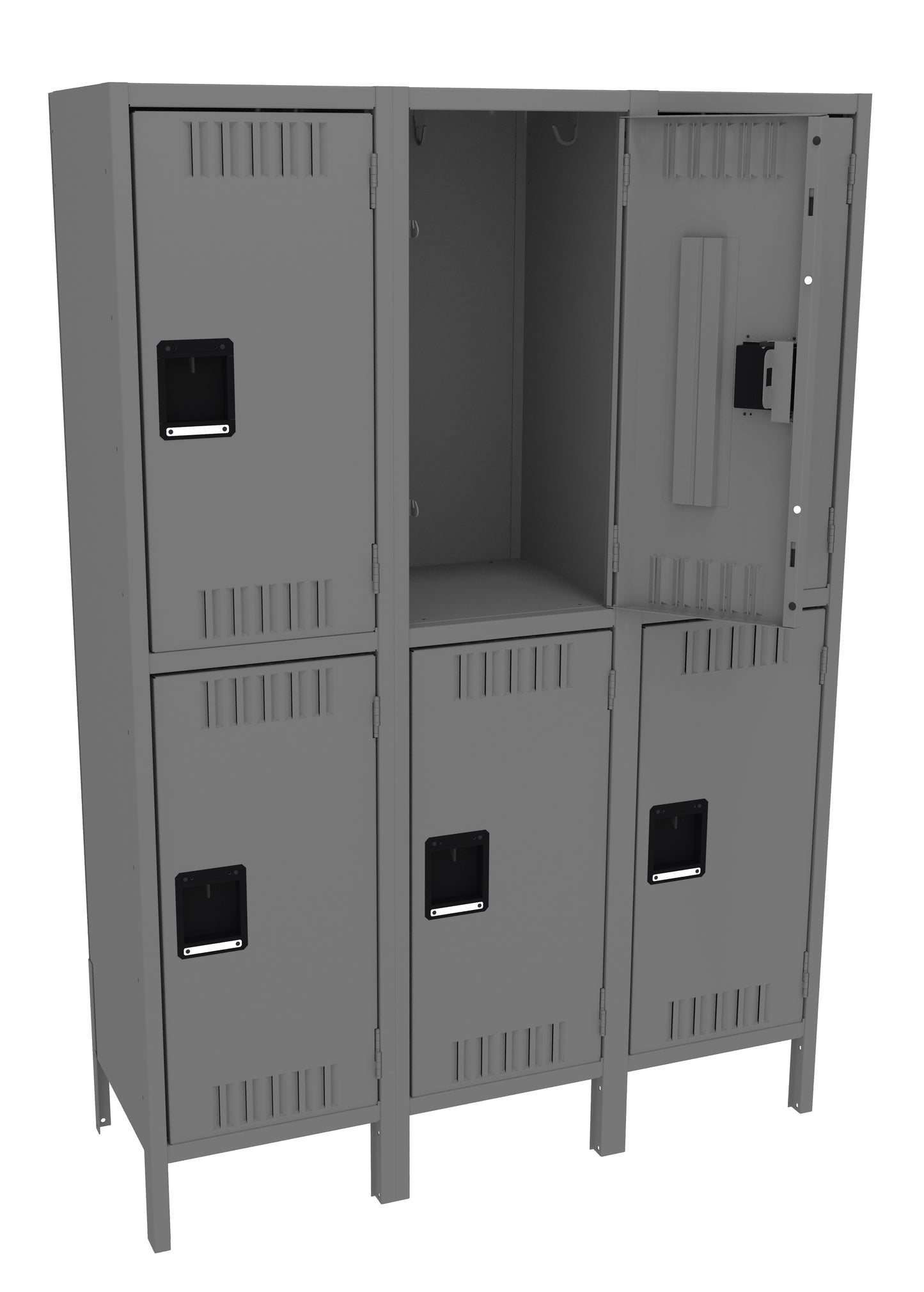 Tennsco DTK-151530-3 Double Tier Locker - Three Wide With Legs (Unassembled)