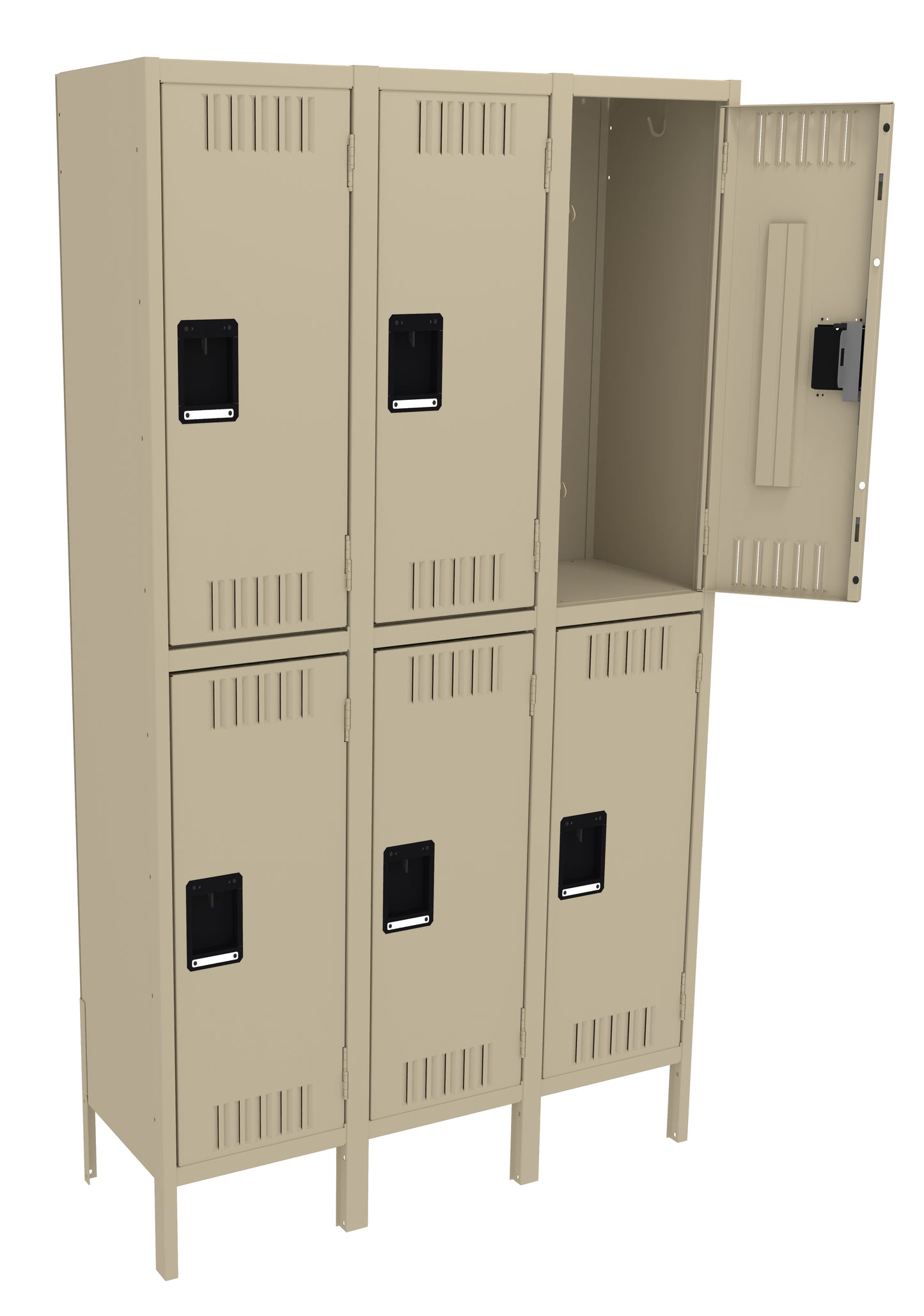 Tennsco DTK-151536-3 Double Tier Locker - Three Wide With Legs (Unassembled)