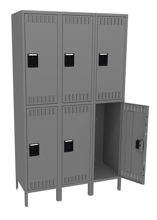 Tennsco DTK-151836-3 Double Tier Locker - Three Wide With Legs (Unassembled)