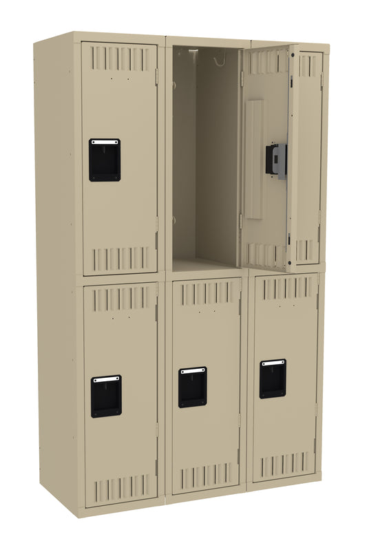 Tennsco DTK-121530-C Double Tier Locker - Three Wide, No Legs (Unassembled)
