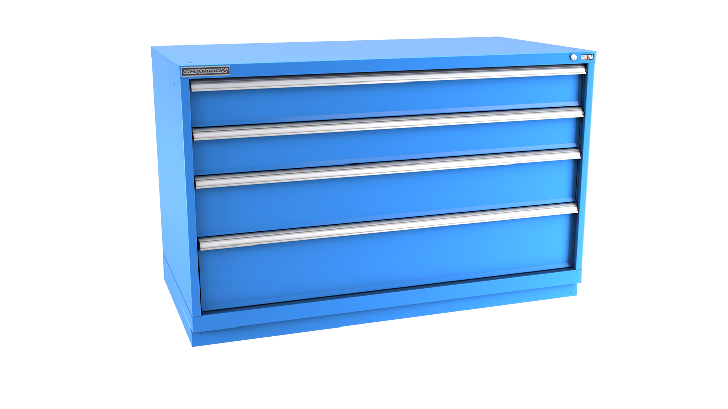 Champion Tool Storage DW1500-0401-ILC-FTB-BB 4-Drawer Standard Depth Modular Cabinet DW0401 | 56-1/2"W x 35-7/8"H x 28-1/2"D, Bright Blue