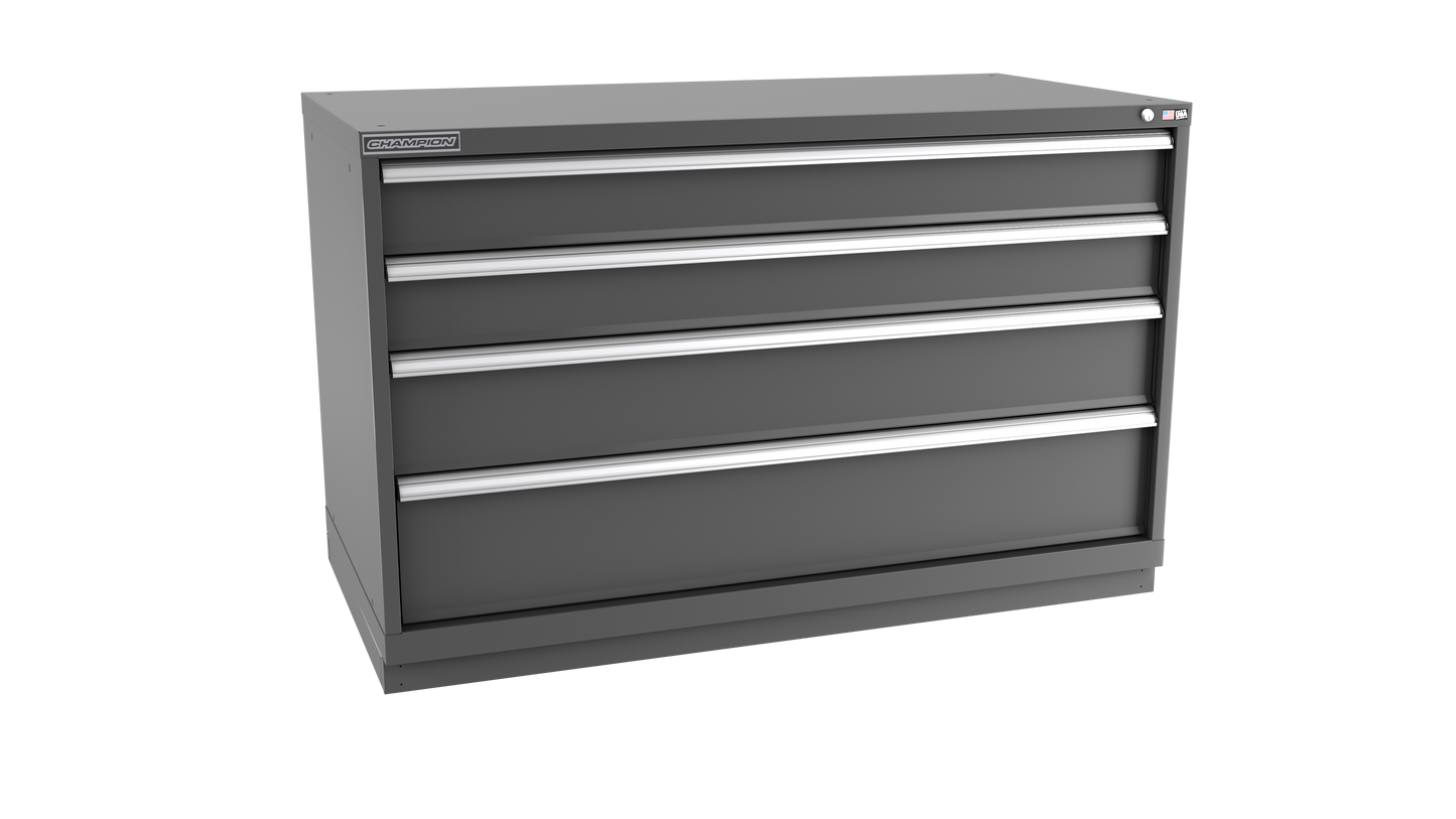 Champion Tool Storage DW1500-0401-ILC-FTB-DG 4-Drawer Standard Depth Modular Cabinet DW0401 | 56-1/2"W x 35-7/8"H x 28-1/2"D, Dark Gray