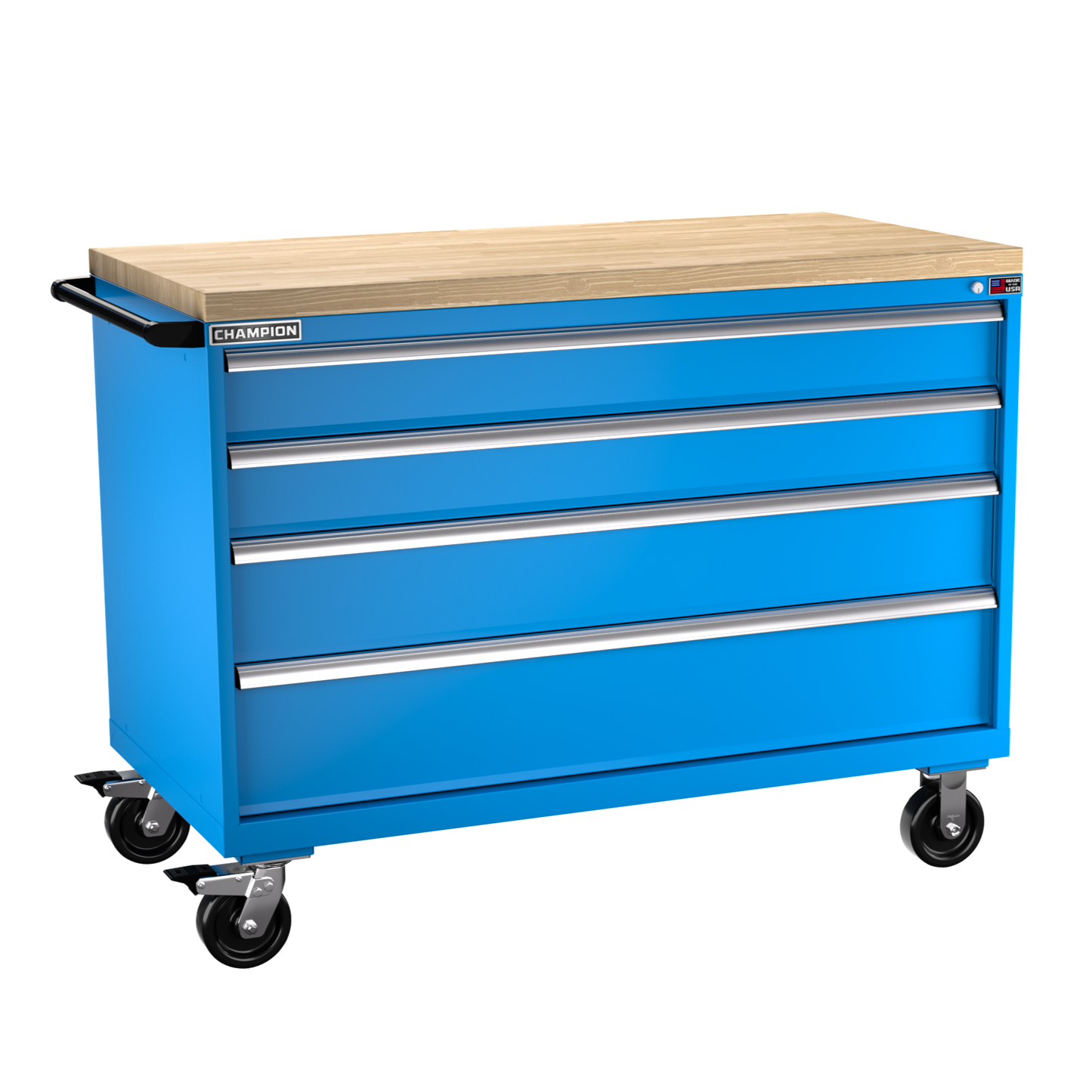 Champion Tool Storage DW1500-0401IL-MB8-BBT-BB 4-Drawer Standard Depth Mobile Modular Cabinet DW0401IL | 56-1/2"W x 43-1/4"H x 28-1/2"D, Bright Blue