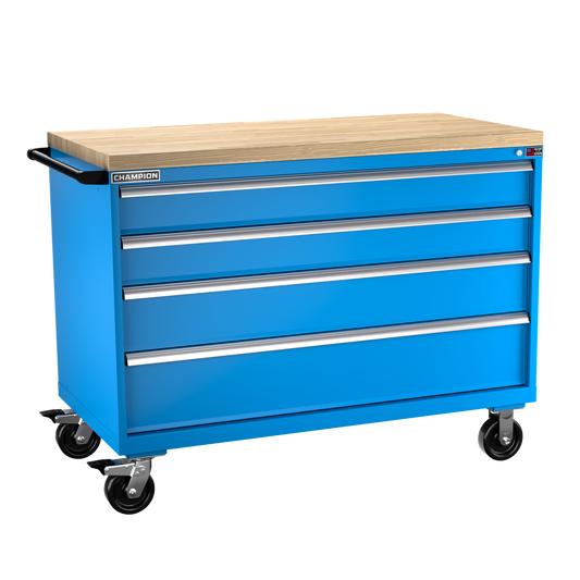 Champion Tool Storage DW1500-0401IL-MB8-BBT-BB 4-Drawer Standard Depth Mobile Modular Cabinet DW0401IL | 56-1/2"W x 43-1/4"H x 28-1/2"D, Bright Blue