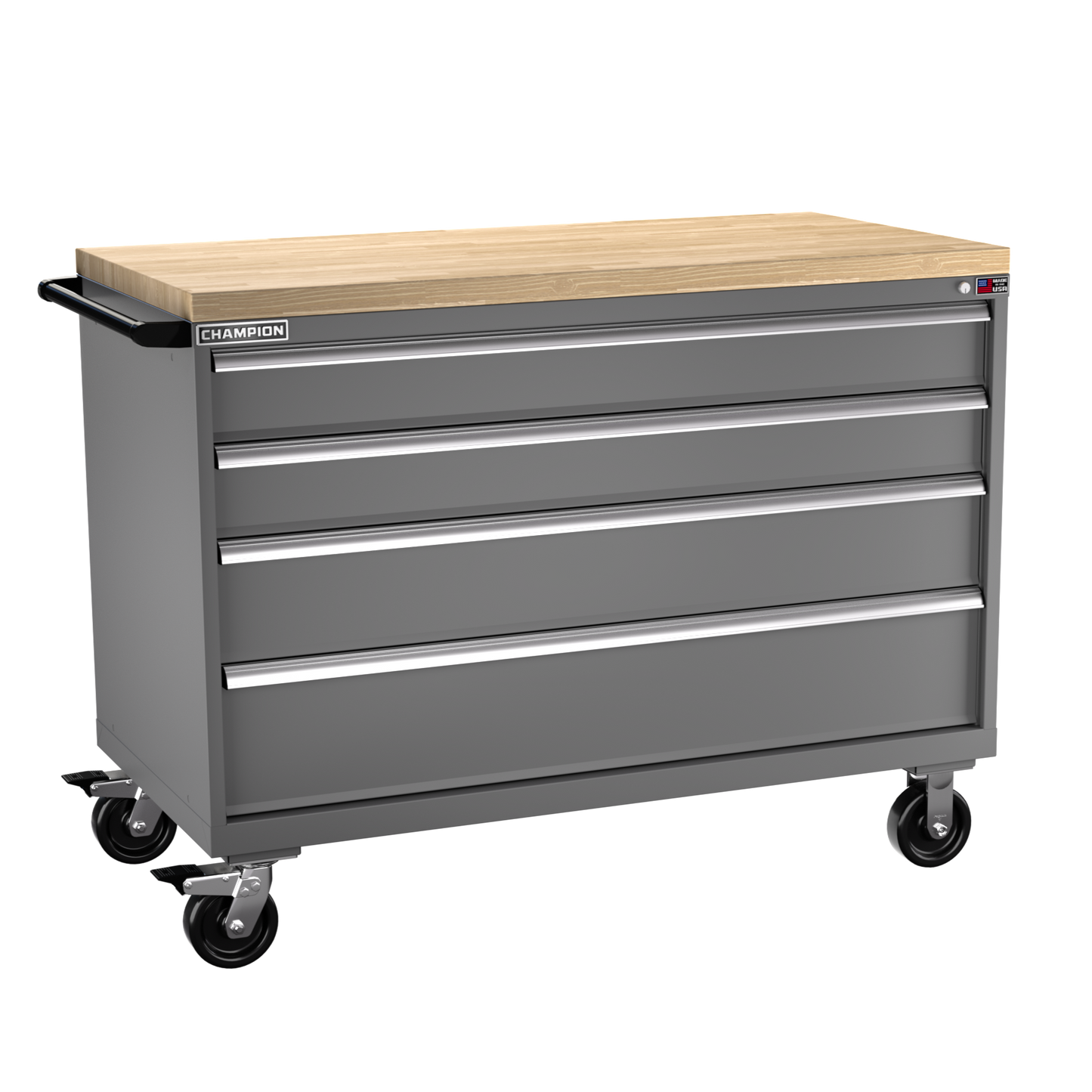 Champion Tool Storage DW1500-0401IL-MB8-BBT-DG 4-Drawer Standard Depth Mobile Modular Cabinet DW0401IL | 56-1/2"W x 43-1/4"H x 28-1/2"D, Dark Gray
