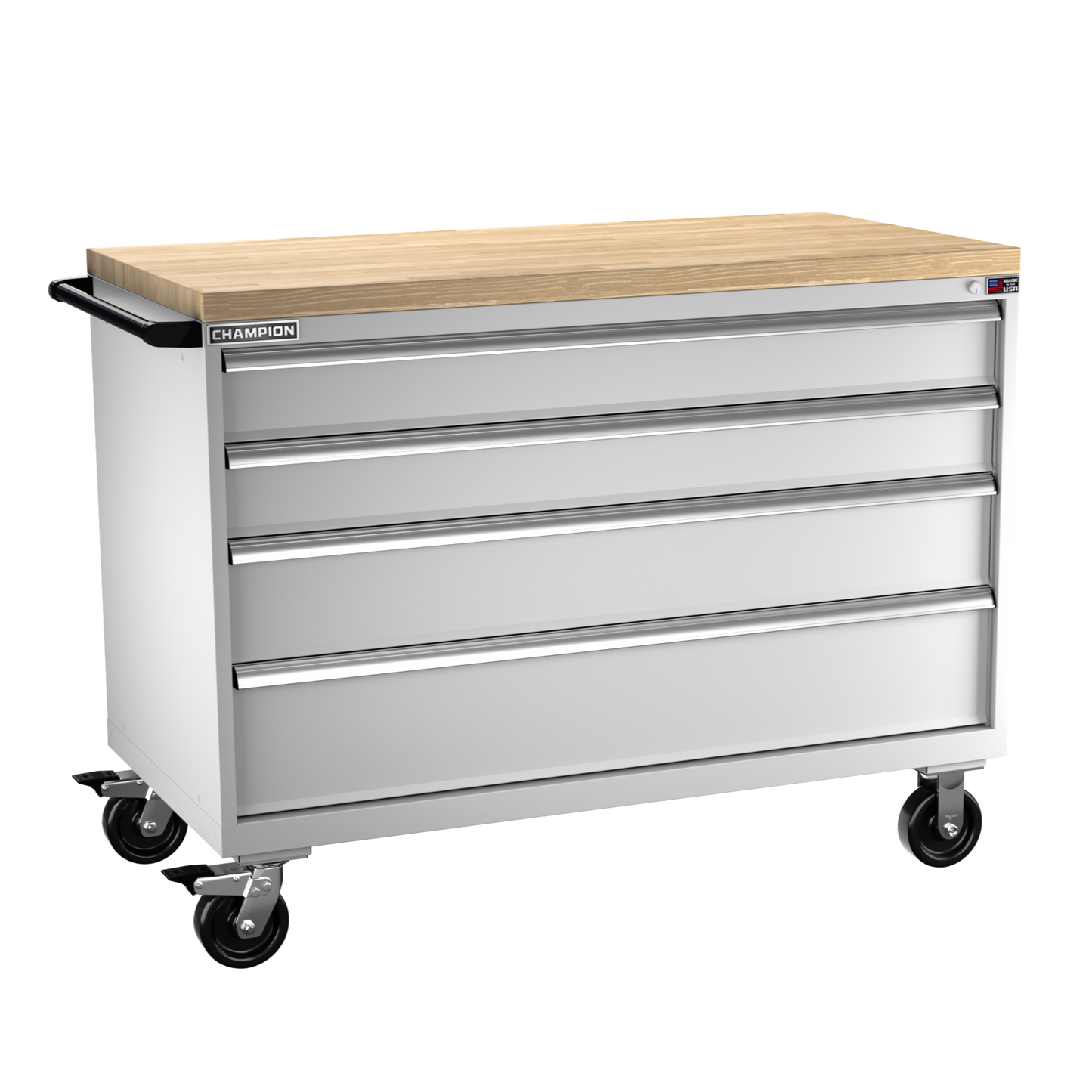 Champion Tool Storage DW1500-0401IL-MB8-BBT-LG 4-Drawer Standard Depth Mobile Modular Cabinet DW0401IL | 56-1/2"W x 43-1/4"H x 28-1/2"D, Light Gray