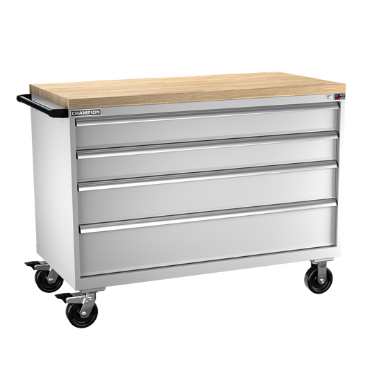 Champion Tool Storage DW1500-0401IL-MB8-BBT-LG 4-Drawer Standard Depth Mobile Modular Cabinet DW0401IL | 56-1/2"W x 43-1/4"H x 28-1/2"D, Light Gray