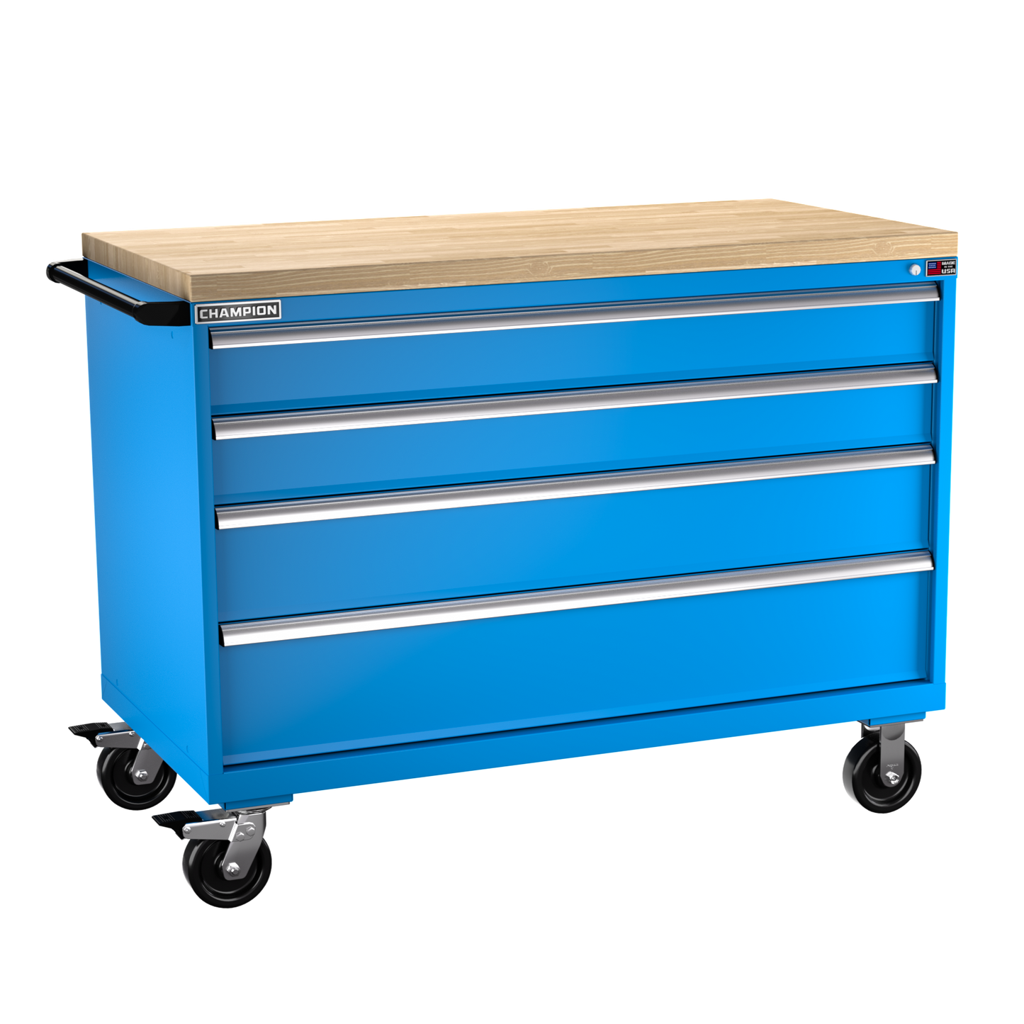 Champion Tool Storage DW1500-0401ILC-MB8-BBT-BB 4-Drawer Standard Depth Mobile Modular Cabinet DW0401ILC | 56-1/2"W x 43-1/4"H x 28-1/2"D, Bright Blue