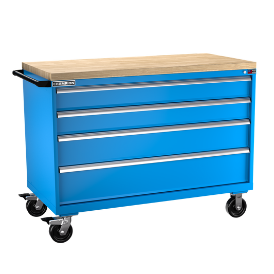 Champion Tool Storage DW1500-0401ILC-MB8-BBT-BB 4-Drawer Standard Depth Mobile Modular Cabinet DW0401ILC | 56-1/2"W x 43-1/4"H x 28-1/2"D, Bright Blue