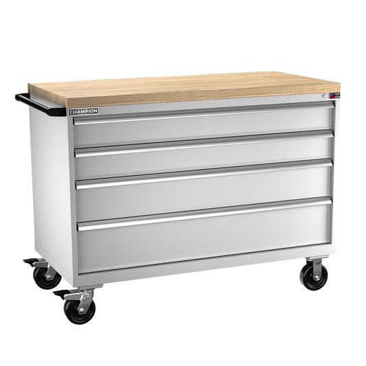 Champion Tool Storage DW1500-0401ILC-MB8-BBT-LG 4-Drawer Standard Depth Mobile Modular Cabinet DW0401ILC | 56-1/2"W x 43-1/4"H x 28-1/2"D, Light Gray