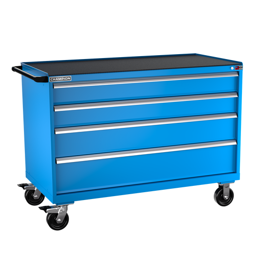 Champion Tool Storage DW1500-0401ILC-MB8-RT-BB 4-Drawer Standard Depth Mobile Modular Cabinet DW0401ILC | 56-1/2"W x 42-1/4"H x 28-1/2"D, Bright Blue