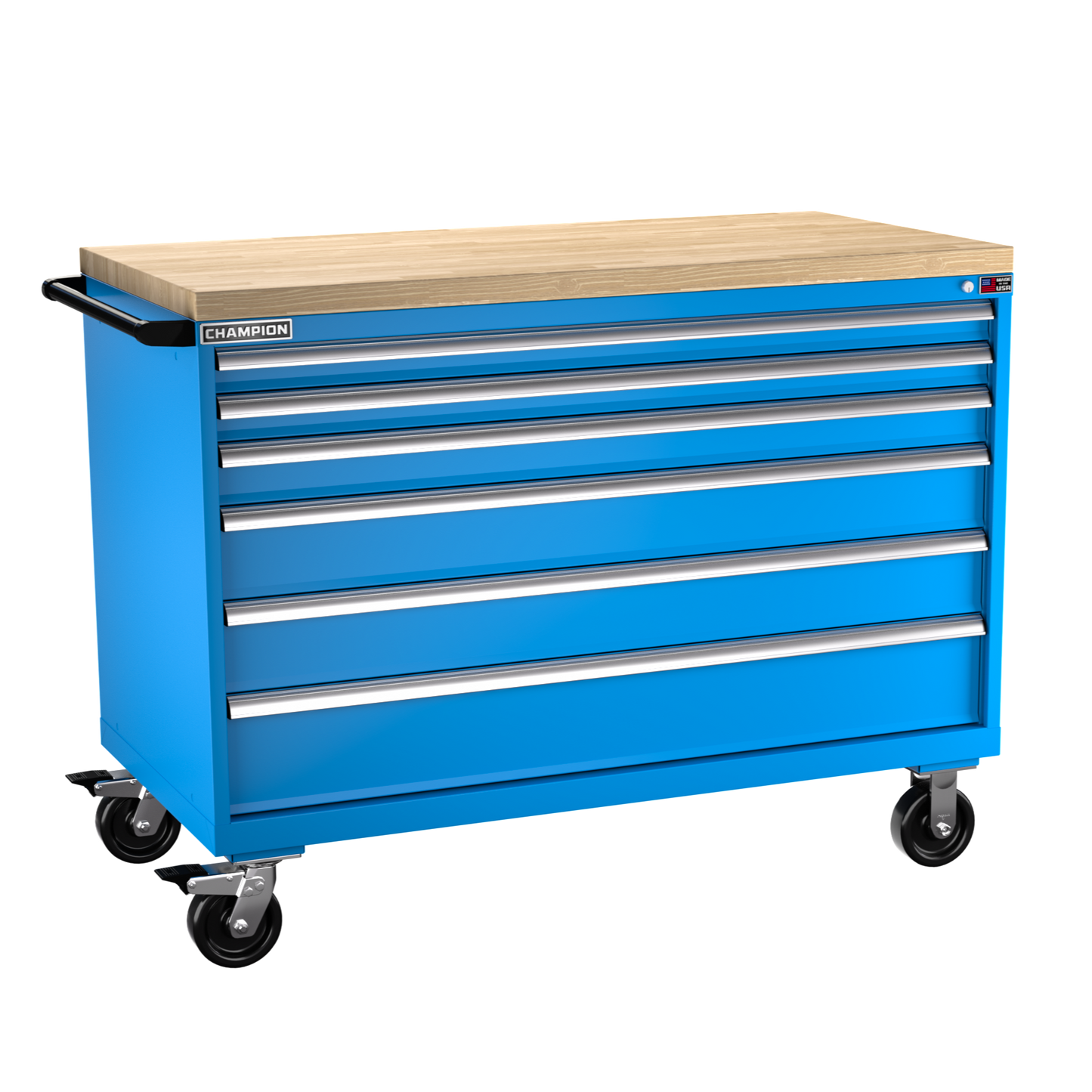 Champion Tool Storage DW1500-0601IL-MB8-BBT-BB 6-Drawer Standard Depth Mobile Modular Cabinet DW0601IL | 56-1/2"W x 43-1/4"H x 28-1/2"D, Bright Blue