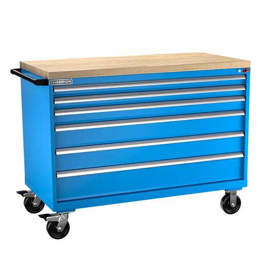 Champion Tool Storage DW1500-0601IL-MB8-BBT-BB 6-Drawer Standard Depth Mobile Modular Cabinet DW0601IL | 56-1/2"W x 43-1/4"H x 28-1/2"D, Bright Blue