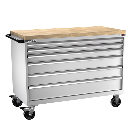 Champion Tool Storage DW1500-0601IL-MB8-BBT-LG 6-Drawer Standard Depth Mobile Modular Cabinet DW0601IL | 56-1/2"W x 43-1/4"H x 28-1/2"D, Light Gray