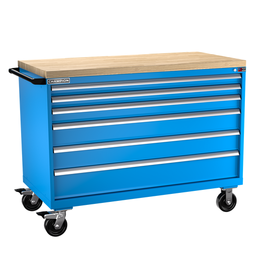 Champion Tool Storage DW1500-0601ILC-MB8-BBT-BB 6-Drawer Standard Depth Mobile Modular Cabinet DW0601ILC | 56-1/2"W x 43-1/4"H x 28-1/2"D, Bright Blue