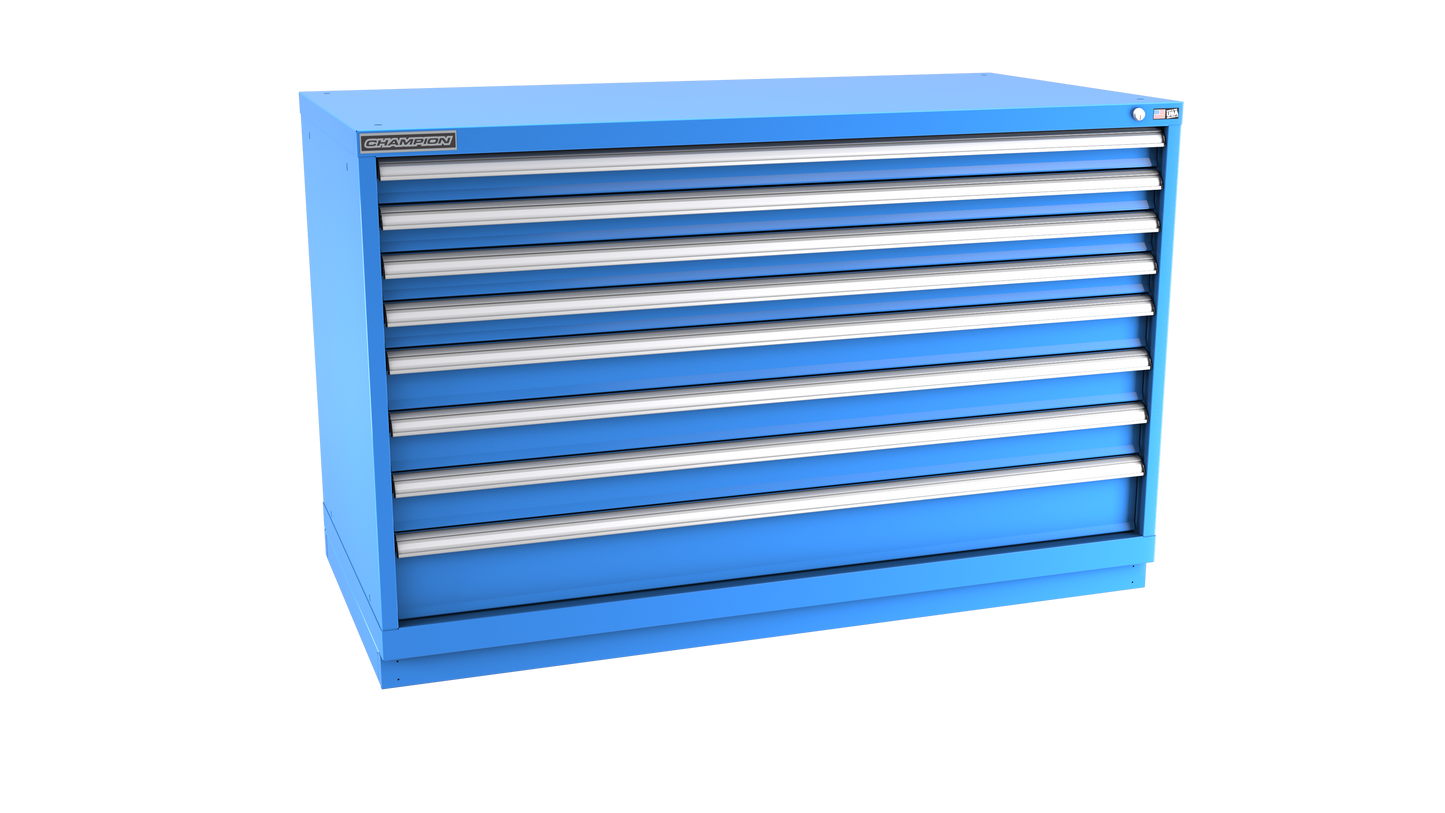 Champion Tool Storage DW1500-0801-ILC-FTB-BB 8-Drawer Standard Depth Modular Cabinet DW0801 | 56-1/2"W x 35-7/8"H x 28-1/2"D, Bright Blue
