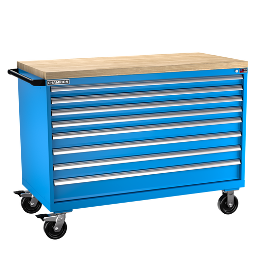 Champion Tool Storage DW1500-0801IL-MB8-BBT-BB 8-Drawer Standard Depth Mobile Modular Cabinet DW0801IL | 56-1/2"W x 43-1/4"H x 28-1/2"D, Bright Blue