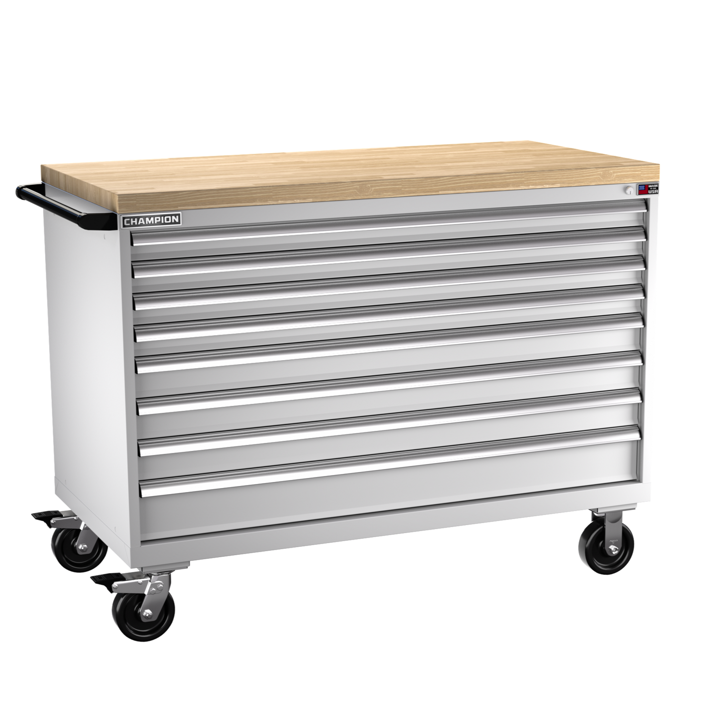Champion Tool Storage DW1500-0801IL-MB8-BBT-LG 8-Drawer Standard Depth Mobile Modular Cabinet DW0801IL | 56-1/2"W x 43-1/4"H x 28-1/2"D, Light Gray