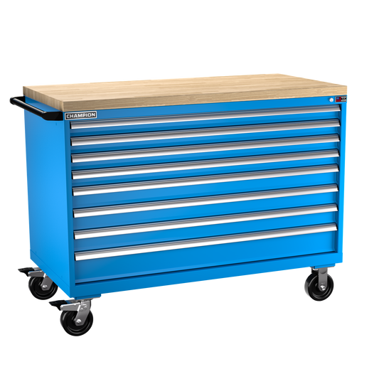 Champion Tool Storage DW1500-0801ILC-MB8-BBT-BB 8-Drawer Standard Depth Mobile Modular Cabinet DW0801IL | 56-1/2"W x 43-1/4"H x 28-1/2"D, Bright Blue