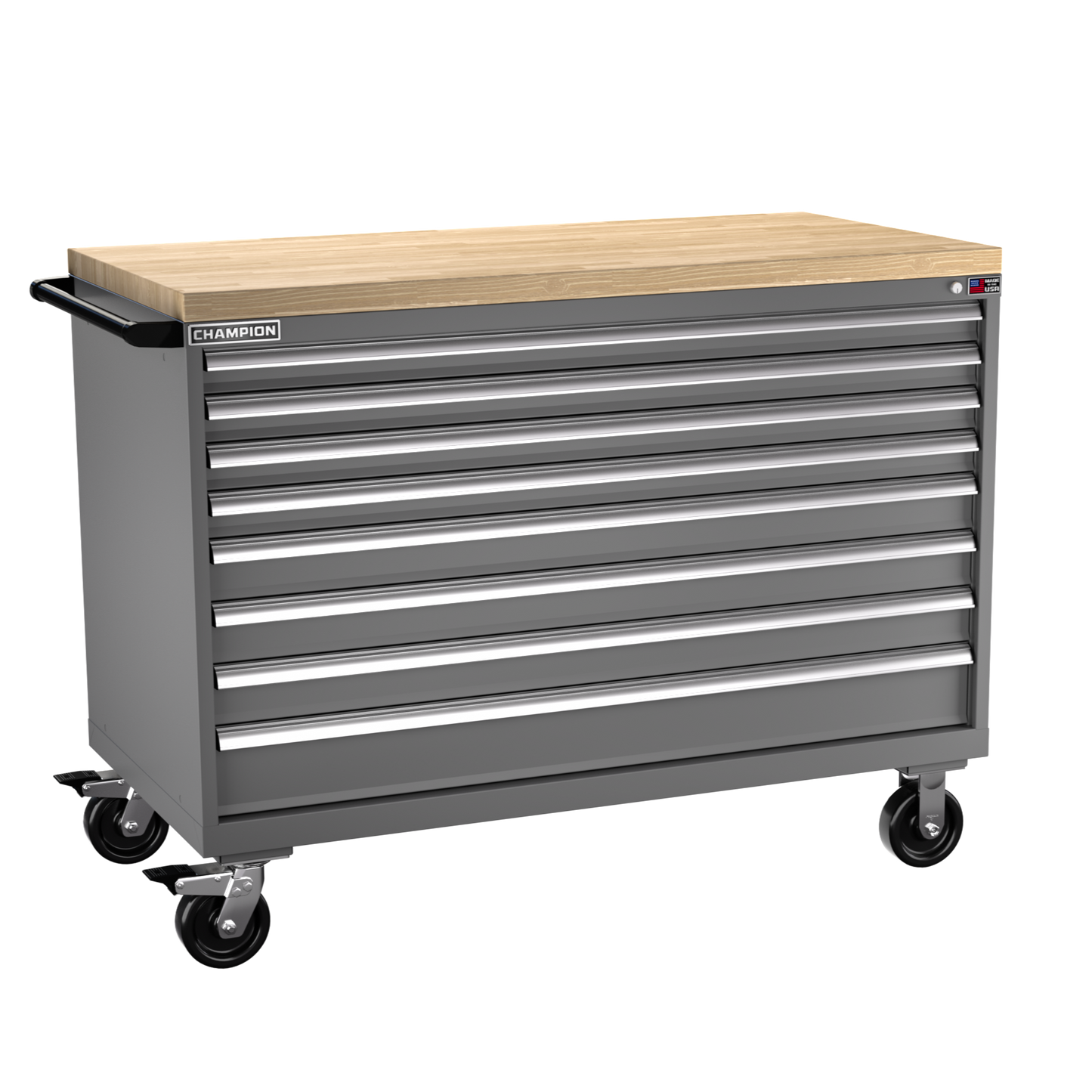 Champion Tool Storage DW1500-0801ILC-MB8-BBT-DG 8-Drawer Standard Depth Mobile Modular Cabinet DW0801IL | 56-1/2"W x 43-1/4"H x 28-1/2"D, Dark Gray