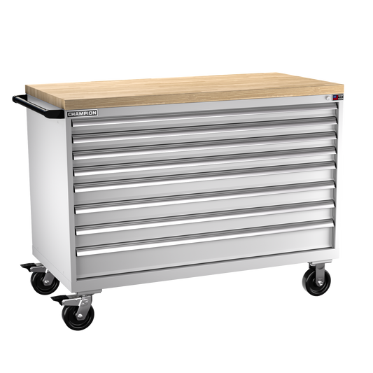 Champion Tool Storage DW1500-0801ILC-MB8-BBT-LG 8-Drawer Standard Depth Mobile Modular Cabinet DW0801IL | 56-1/2"W x 43-1/4"H x 28-1/2"D, Light Gray