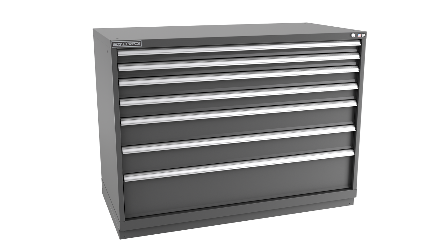 Champion Tool Storage DW1800-0701-ILC-FTB-DG 7-Drawer Standard Depth Modular Cabinet DW0701 | 56-1/2"W x 41-3/4"H x 28-1/2"D, Dark Gray