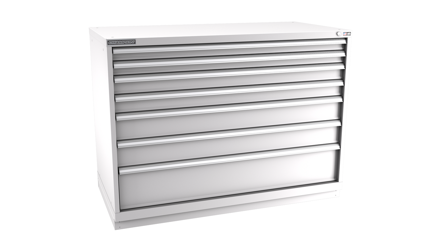 Champion Tool Storage DW1800-0701-ILC-FTB-LG 7-Drawer Standard Depth Modular Cabinet DW0701 | 56-1/2"W x 41-3/4"H x 28-1/2"D, Light Gray