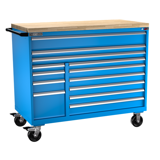 Champion Tool Storage DW1800DB-1301IL-MB8-BBT-BB 13-Drawer Standard Depth Mobile Modular Cabinet DW1301IL | 56-1/2"W x 49-1/8"H x 28-1/2"D, Bright Blue