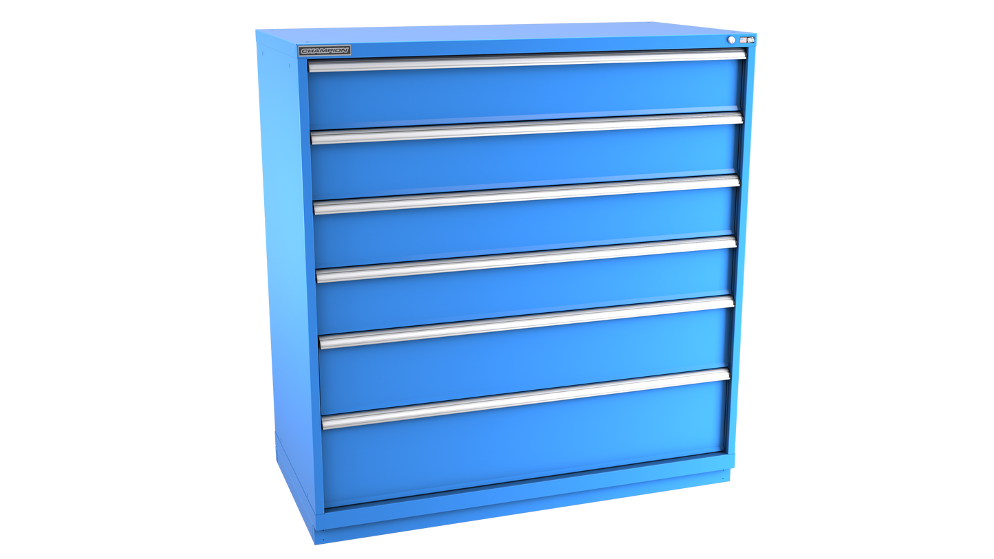 Champion Tool Storage DW2700-0601-ILC-FTB-BB 6-Drawer Standard Depth Modular Cabinet DW0601 | 56-1/2"W x 59-1/2"H x 28-1/2"D, Bright Blue