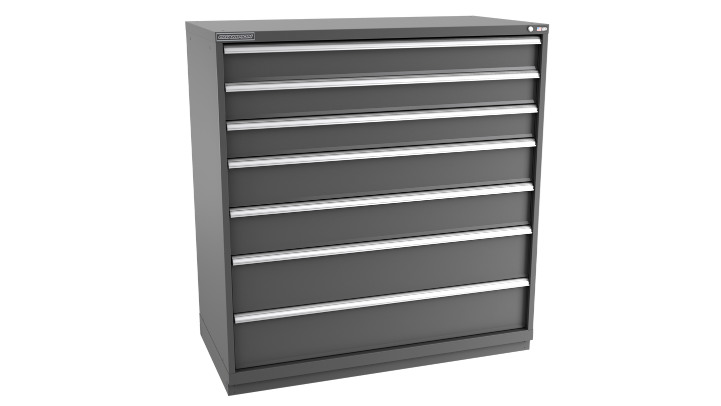 Champion Tool Storage DW2700-0701-ILC-FTB-DG 7-Drawer Standard Depth Modular Cabinet DW0701 | 56-1/2"W x 59-1/2"H x 28-1/2"D, Dark Gray