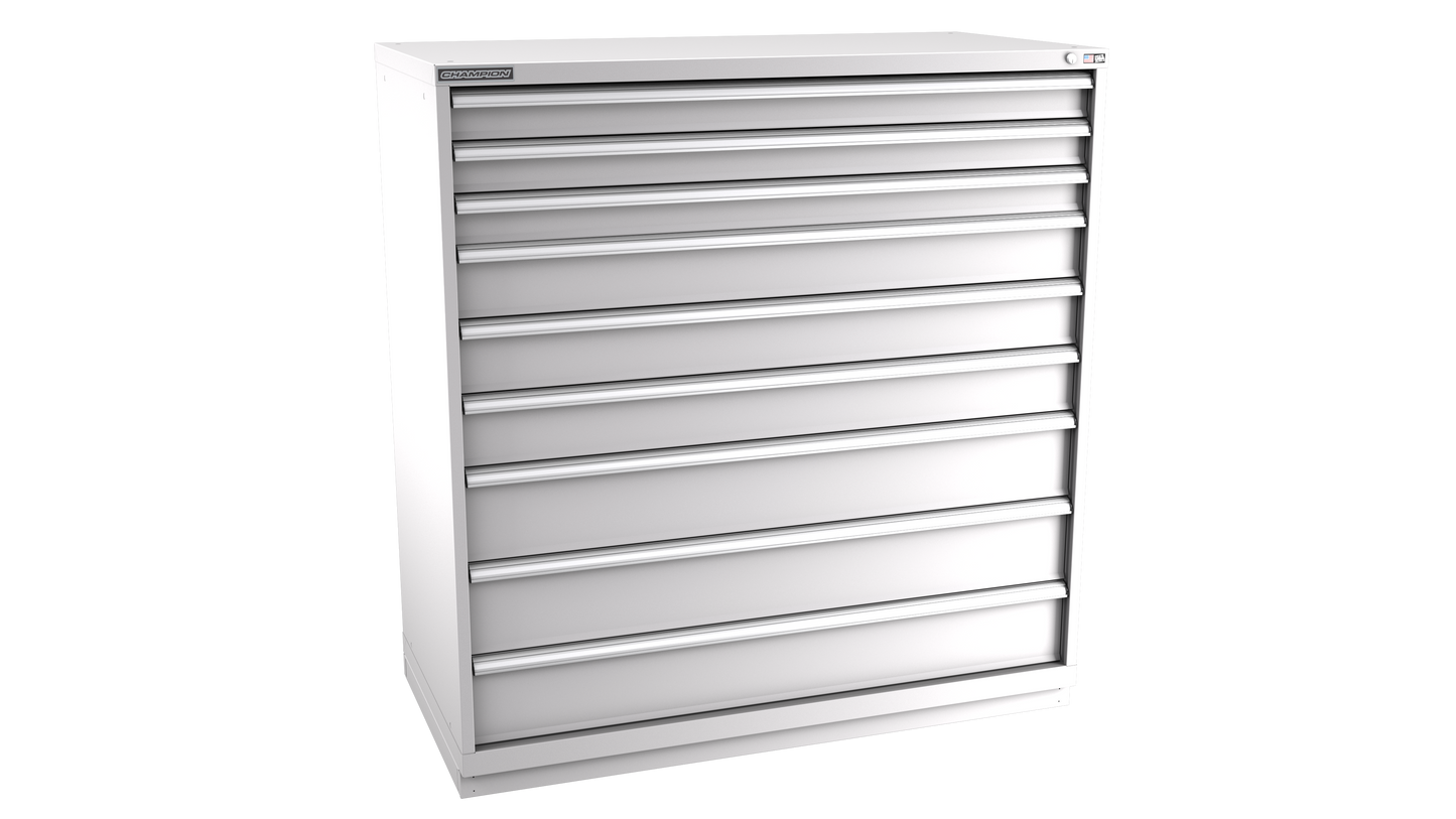 Champion Tool Storage DW2700-0901-ILC-FTB-LG 9-Drawer Standard Depth Modular Cabinet DW0901 | 56-1/2"W x 59-1/2"H x 28-1/2"D, Light Gray