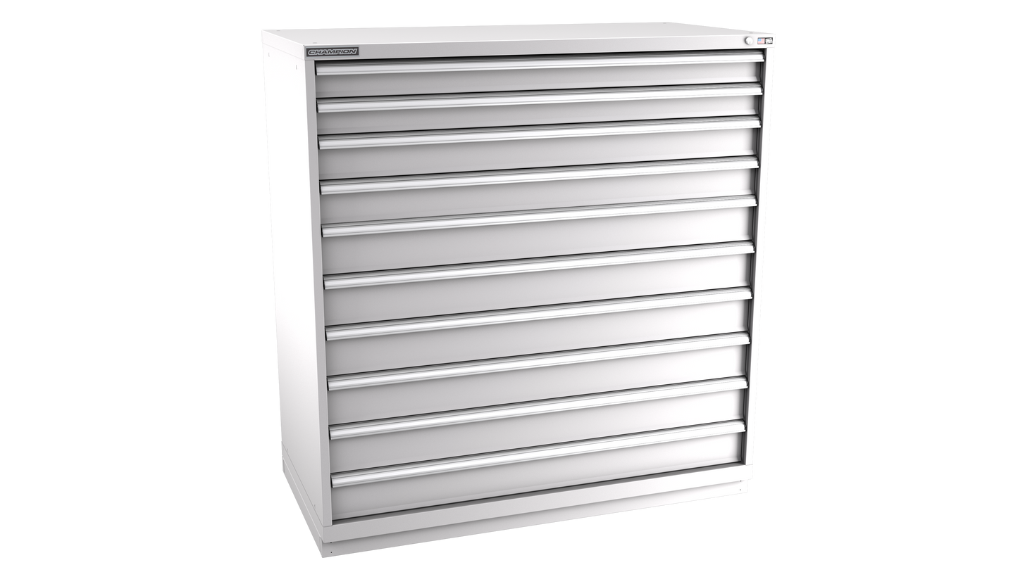 Champion Tool Storage DW2700-1001-ILC-FTB-LG 10-Drawer Standard Depth Modular Cabinet DW1001 | 56-1/2"W x 59-1/2"H x 28-1/2"D, Light Gray