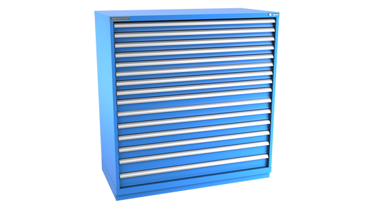 Champion Tool Storage DW2700-1501-ILC-FTB-BB 15-Drawer Standard Depth Modular Cabinet DW1501 | 56-1/2"W x 59-1/2"H x 28-1/2"D, Bright Blue