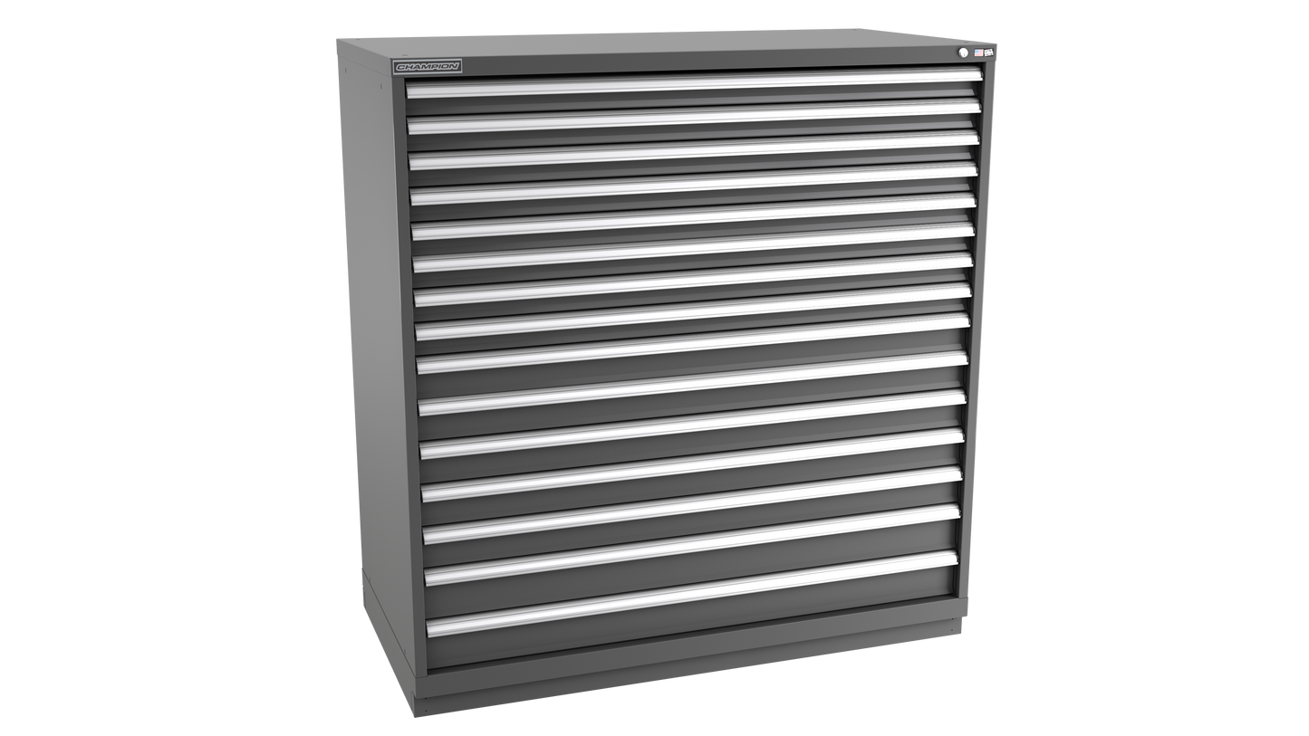 Champion Tool Storage DW2700-1501-ILC-FTB-DG 15-Drawer Standard Depth Modular Cabinet DW1501 | 56-1/2"W x 59-1/2"H x 28-1/2"D, Dark Gray