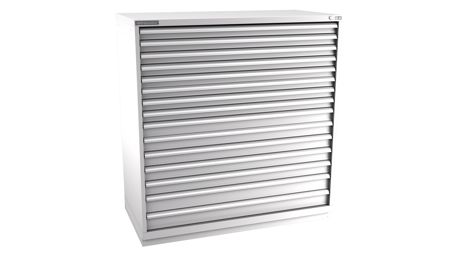 Champion Tool Storage DW2700-1501-ILC-FTB-LG 15-Drawer Standard Depth Modular Cabinet DW1501 | 56-1/2"W x 59-1/2"H x 28-1/2"D, Light Gray