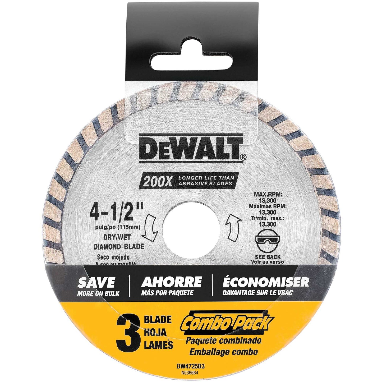 Dewalt DW4725 4-1/2" High Performance Diamond Masonry Blade - 3 Pack