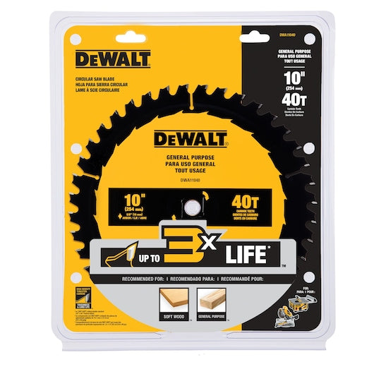 Dewalt DWA11040 10 In General Purpose Saw Blade (40 Tooth)