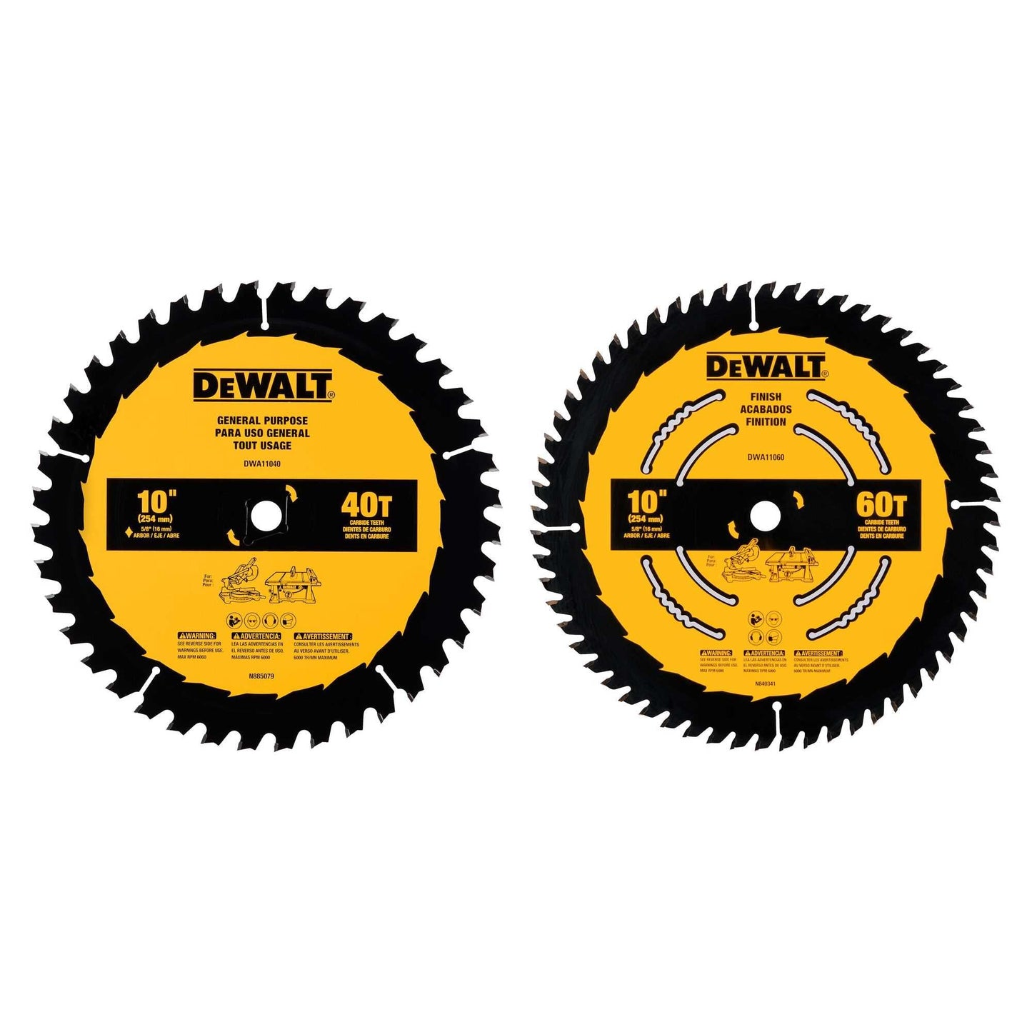 Dewalt DWA110CMB 10 In. 40T / 60T General Purpose Combo Pack