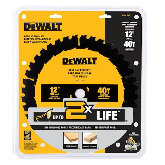 Dewalt DWA11240 12 In General Purpose Saw Blade (40 Tooth)