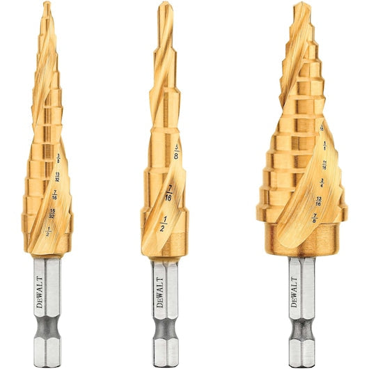 Dewalt DWA1790IR Impact Ready® Titanium Nitride Coating Step Drill Bit Set (3 Pc)