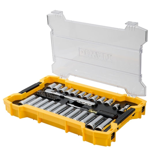 Dewalt DWMT45403 3/8 In And 1/2 In Mechanic Tool Set With Toughsystem® 2.0 Tray And Lid (85 Pc)