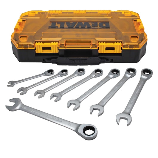 Dewalt DWMT74734 Full Polish Ratcheting Combination Metric Wrench Set (8 Pc)