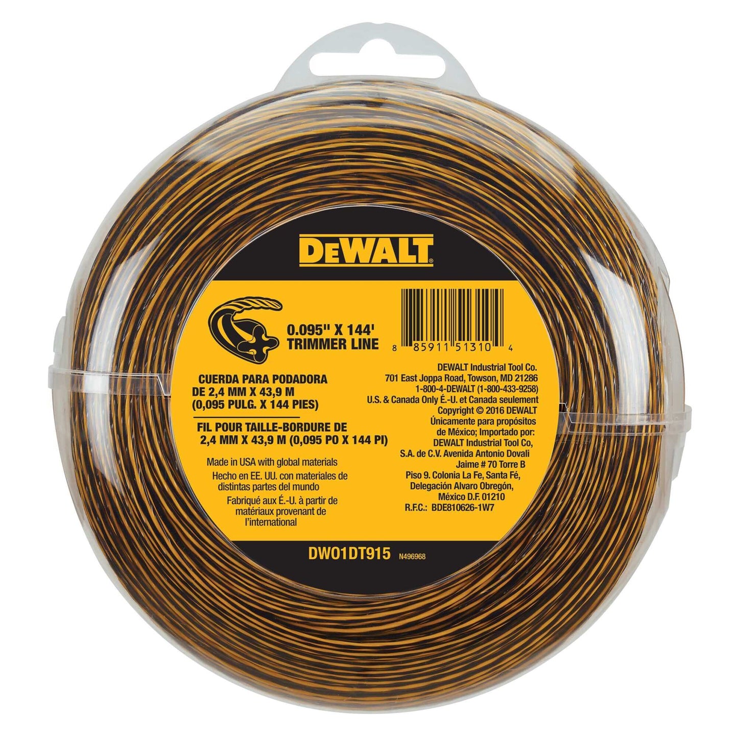 Dewalt DWO1DT915 144-Ft Spool 0.095-In Trimmer Line